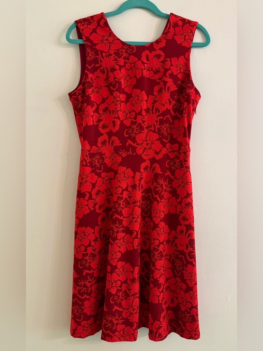 NWOT-Lands' End Red Floral Sleeveless A-Line Dress size 10